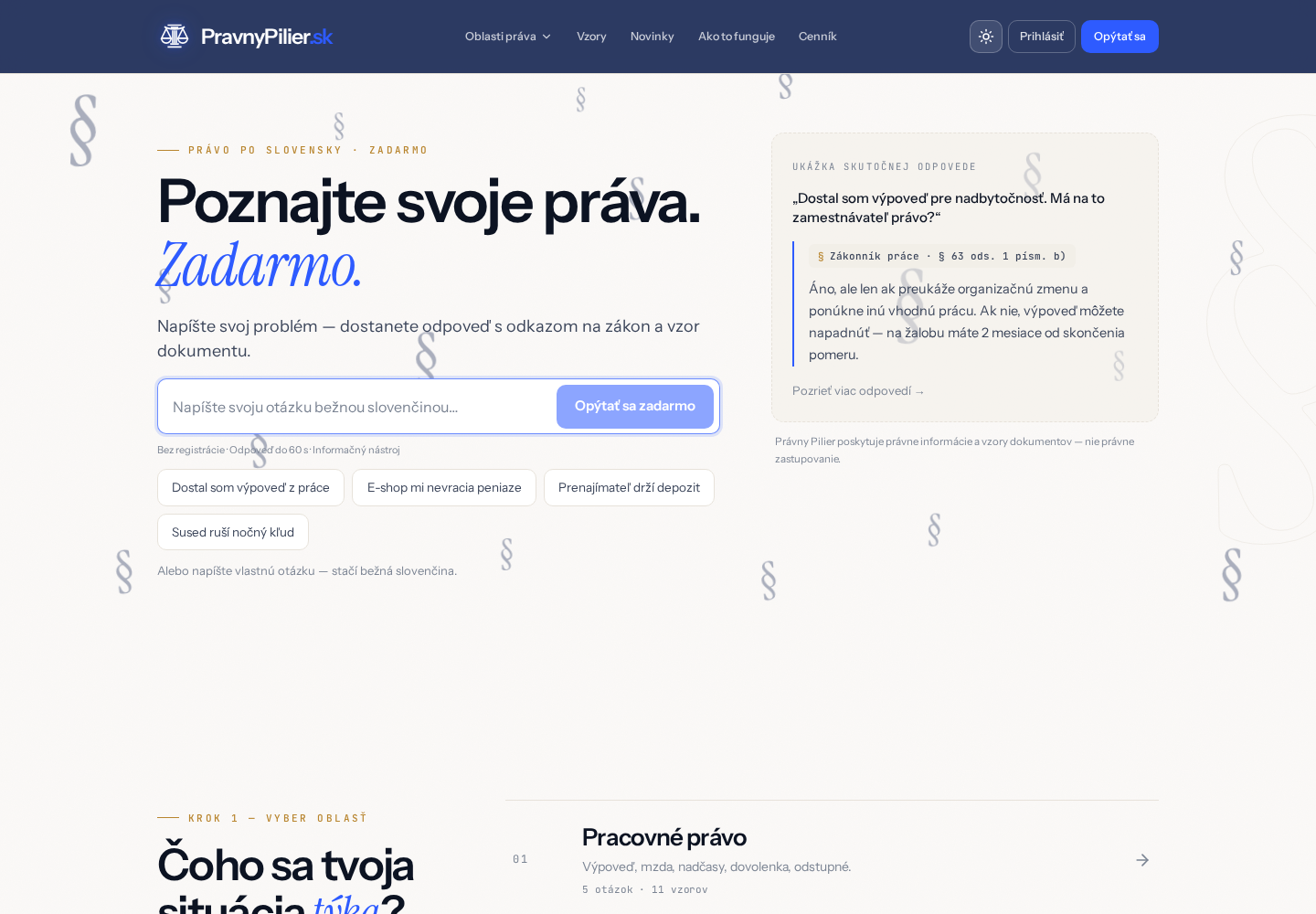 Náhľad webovej stránky pravnypilier.sk